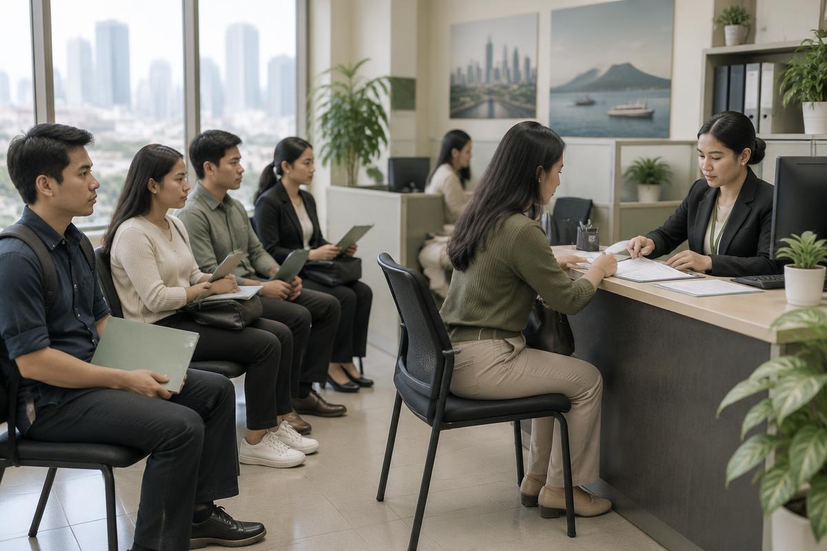 Applicants attending scheduled appointments in a recruitment office